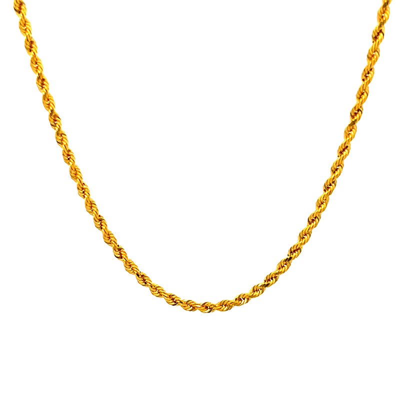 22K Yellow Gold Rope Chain - 24 inches